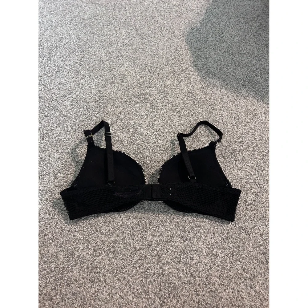 Victorias Secret Very Sexy Leopard‎ Print Push Up Bra 34A Black Lace Mesh Accent
